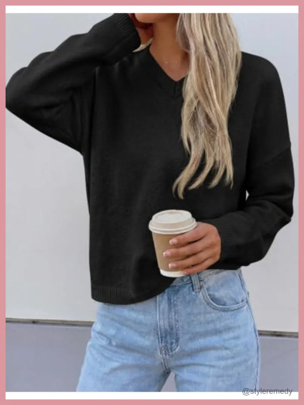 Women's Cozy V-Neck Chunky Knit Pullover Sweater Long Sleeve Stretchy Soft Warm